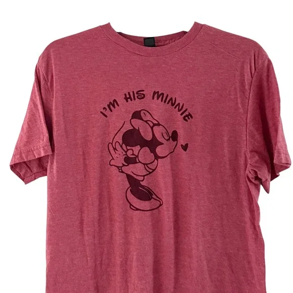 Gildan Women's M Medium I'm His Minnie Mouse‎ Graphic T-Shirt Rose Short Sleeve - Picture 10 of 13